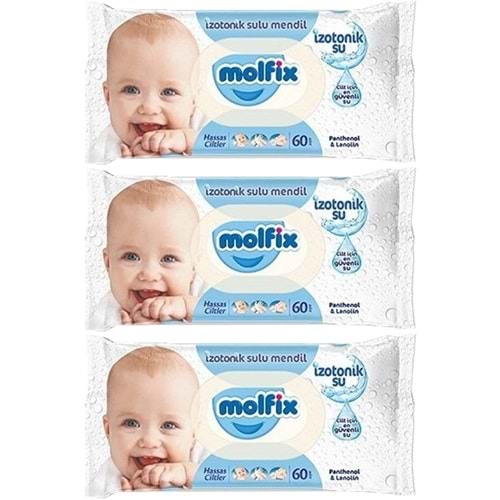Molfix Islak Havlu Mendil İzotonik Hassas Ciltler 3 Lü Set 60 Yaprak Plastik Kapaklı