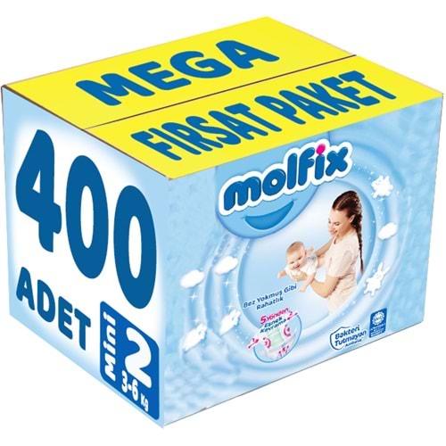 Molfix Bebek Bezi 2 Beden 3-6 KG Mini 400 Adet MeGa Fırsat Pk
