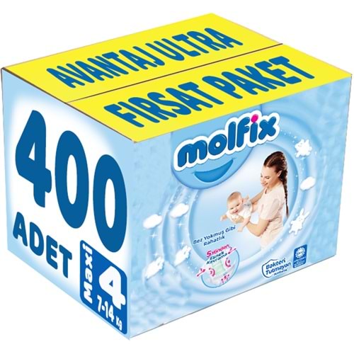 Molfix Bebek Bezi Beden:4 (7-14Kg) Maxi 400 Adet Avantaj Ultra Fırsat Pk
