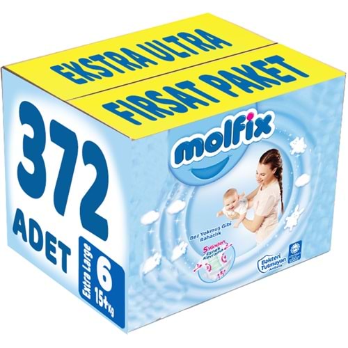 Molfix Bebek Bezi 6 Beden 15+ KG Extra Large 372 Adet Ekstra Ultra Fırsat Pk