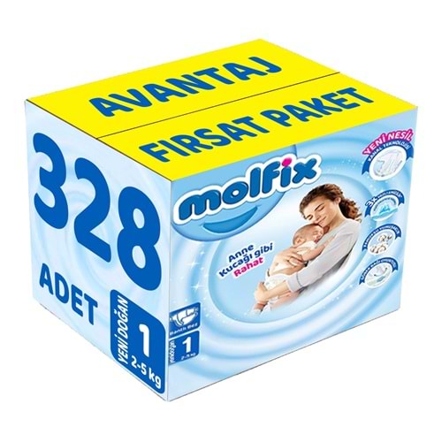Molfix Bebek Bezi 1 Beden 2-5 KG Yeni Doğan 328 Adet Avantaj Fırsat Pk