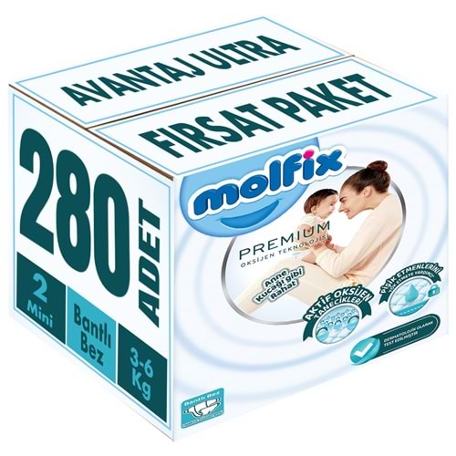 Molfix Premium Bebek Bezi 2 Beden 3-6 KG Mini 280 Adet Avantaj Ultra Fırsat Pk