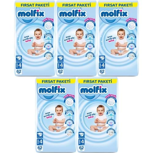 Molfix Bebek Bezi 4 Beden 7-14 KG Maxi 310 Adet MeGa Fırsat Pk