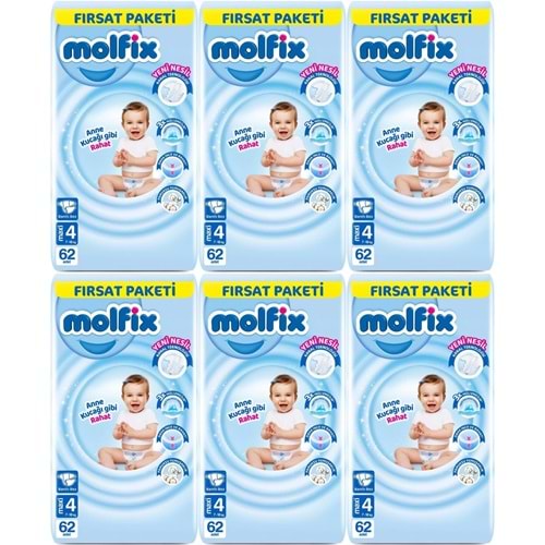 Molfix Bebek Bezi 4 Beden 7-14 KG Maxi 372 Adet Ekstra Fırsat Pk