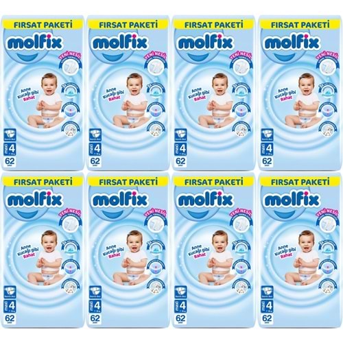 Molfix Bebek Bezi 4 Beden 7-14 KG Maxi 496 Adet Dev Ekonomik Fırsat Pk