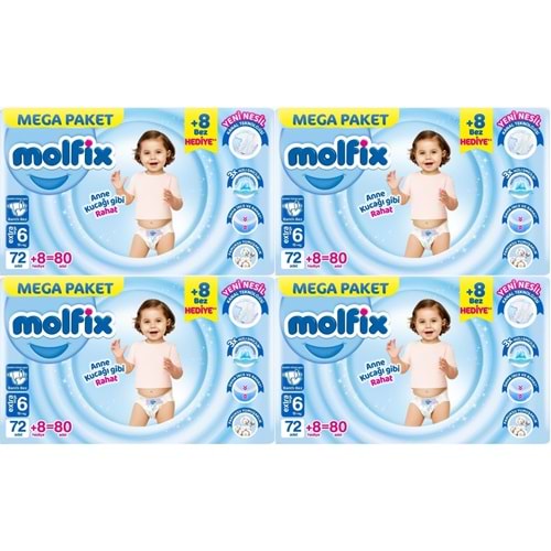 Molfix Bebek Bezi 6 Beden 15+ KG Extra Large 320 Adet Mega Avantaj Fırsat Pk
