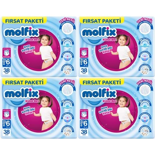 Molfix Külot Bebek Bezi 6 Beden 15+ KG Extra Large 152 Adet Avantaj Fırsat Pk
