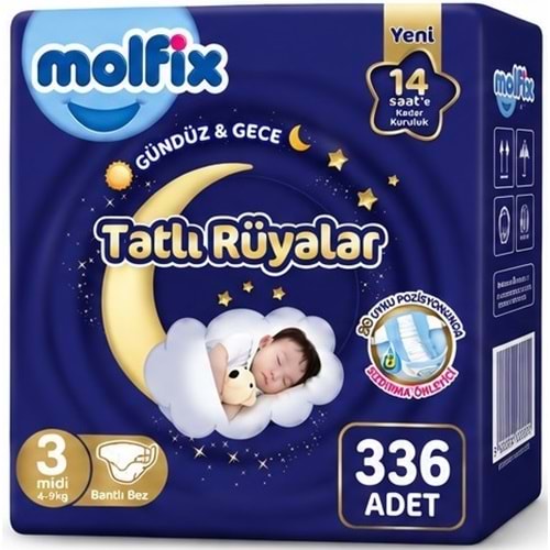 Molfix Tatlı Rüyalar Bebek Bezi 3 Beden 4-9 KG Midi 336 Adet Avantaj Fırsat Pk