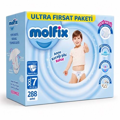 Molfix Bebek Bezi 7 Beden 20-30 KG XX Large 288 Adet Ultra Ekstra Fırsat Pk