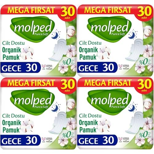 Molped Pure&Soft Hijyenik Ped Gece 120 (4PK*30) Adet Mega Pk
