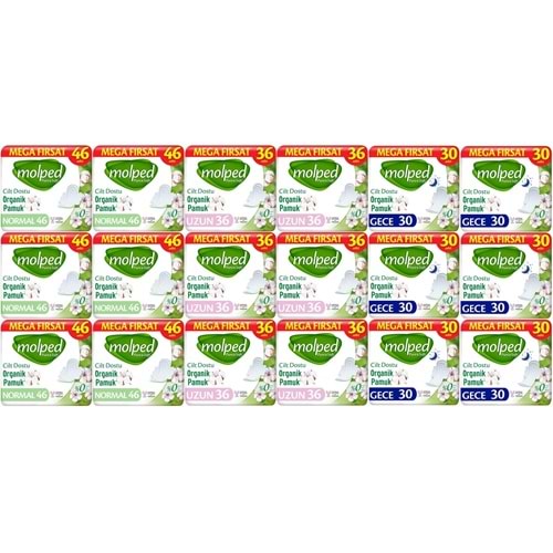 Molped Pure&Soft Hijyenik Ped Avantaj PK Normal 276 + Uzun 216 + Gece 180 Toplam : 672 Adet