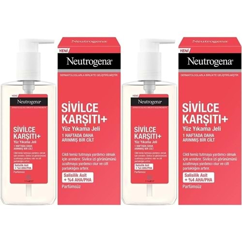 Neutrogena Düzensiz Cilt Tipleri için Yüz Yıkama Jeli 200ML (2 Li Set)
