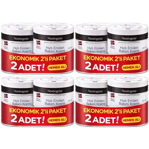 Neutrogena Norveç Formülü Hızlı Emilen Bakım Kremi 200ML+200ML 400ML Avantaj PK (4 Lü Set)
