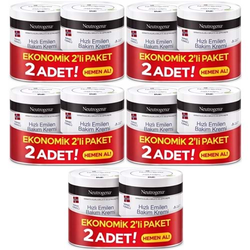 Neutrogena Norveç Formülü Hızlı Emilen Bakım Kremi 200ML+200ML 400ML Avantaj PK (5 Li Set)