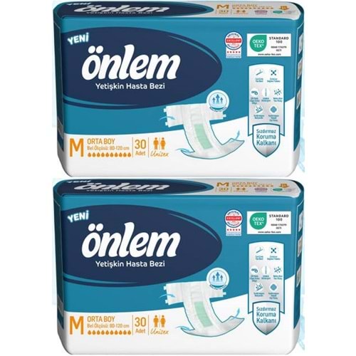 Önlem Yetişkin Bezi Bel Bantlı Tekstil Yüzey M - Medium - Orta 60 Adet (2PK*30)