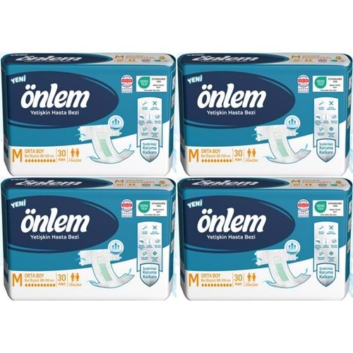 Önlem Yetişkin Bezi Bel Bantlı Tekstil Yüzey M - Medium - Orta 120 Adet (4PK*30)