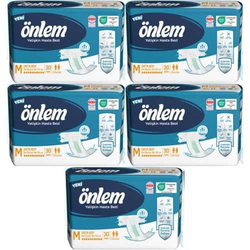Önlem Yetişkin Bezi Bel Bantlı Tekstil Yüzey M - Medium - Orta 150 Adet (5PK*30)
