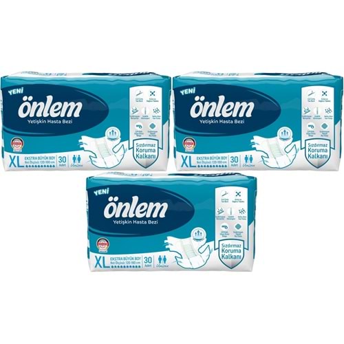 Önlem Yetişkin Bezi Bel Bantlı Tekstil Yüzey XL - Extra Large - Ekstra Büyük 90 Adet (3PK*30)