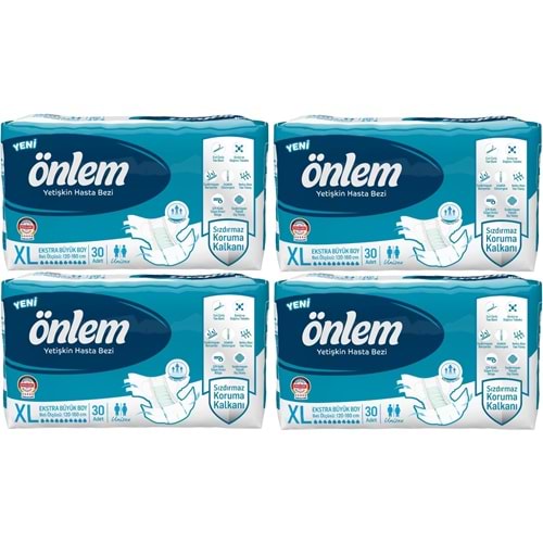 Önlem Yetişkin Bezi Bel Bantlı Tekstil Yüzey XL - Extra Large - Ekstra Büyük 120 Adet (4PK*30)