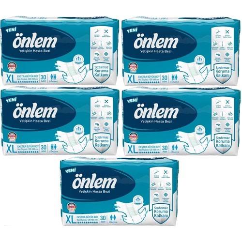 Önlem Yetişkin Bezi Bel Bantlı Tekstil Yüzey XL - Extra Large - Ekstra Büyük 150 Adet (5PK*30)