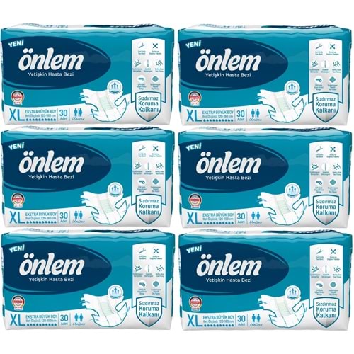Önlem Yetişkin Bezi Bel Bantlı Tekstil Yüzey XL - Extra Large - Ekstra Büyük 180 Adet (6PK*30)