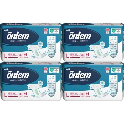 Önlem Yetişkin Bezi Bel Bantlı Tekstil Yüzey L - Large - Büyük 120 Adet (4PK*30)
