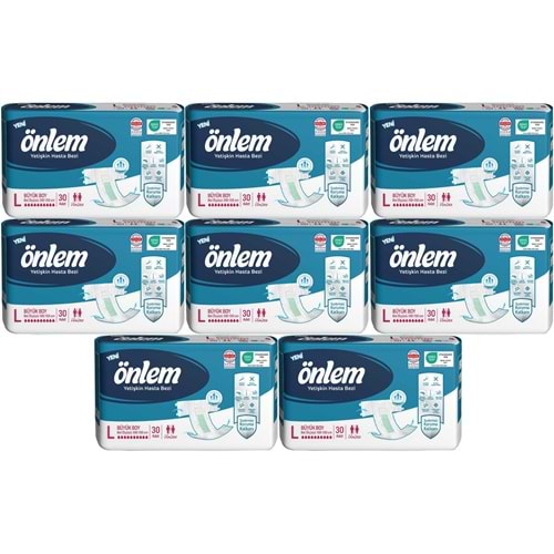 Önlem Yetişkin Bezi Bel Bantlı Tekstil Yüzey L - Large - Büyük 240 Adet (8PK*30)