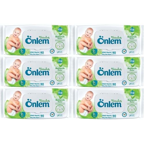 Önlem Islak Havlu Mendil 90 Yaprak Botanika Özlü (6 Lı Set) Plastik Kapaklı 540 Yaprak