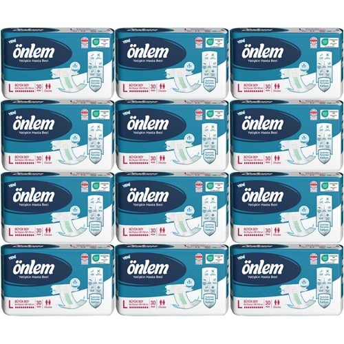Önlem Yetişkin Bezi Bel Bantlı Tekstil Yüzey L - Large - Büyük 360 Adet (12PK*30)