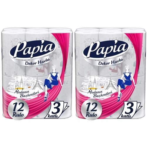 Papia Kağıt Havlu Decor (Modanon Başkentleri Desenli) 24 Lü Set (2PK*12)