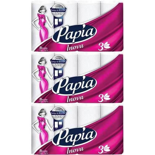 Papia kağıt Havlu (3 Katlı) 24 Lü Set Inova (3PK*8)