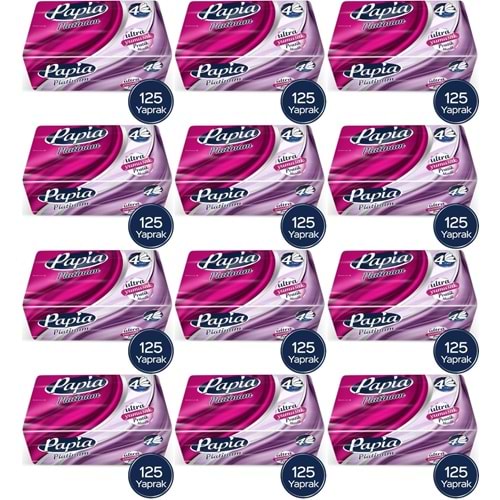 Papia Platinum Pratik Mendil 125 Yaprak (4 Katlı) 1500 Yaprak (12PK*125)
