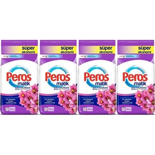 Peros Matik Toz Çamaşır Deterjanı 40KG Yıldız Çiçeği (Beyaz ve Renkliler) (268 Yıkama) (4PK*10KG)