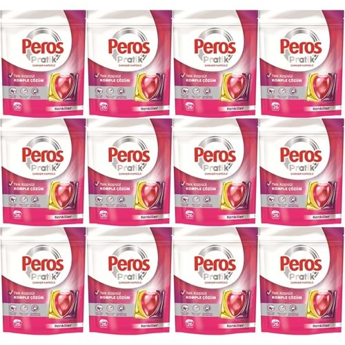 Peros Pratik Matik Çamaşır Deterjanı Kapsülü - Tableti 312 Adet Renkliler (12PK*26)