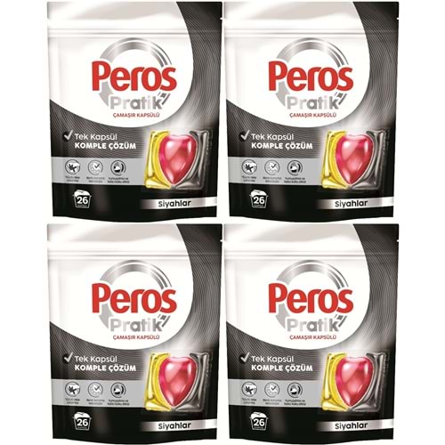 Peros Pratik Matik Çamaşır Deterjanı Kapsülü - Tableti 104 Adet Siyahlar (4PK*26)