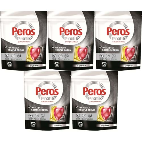 Peros Pratik Matik Çamaşır Deterjanı Kapsülü - Tableti 130 Adet Siyahlar (5PK*26)