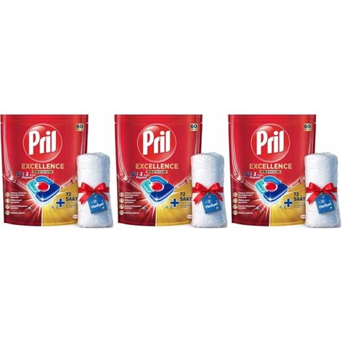 Pril Bulaşık Makinesi Deterjanı Kapsül Tablet Excellence Premium 5 i 1 Arada 180 Adet (3PK*60)