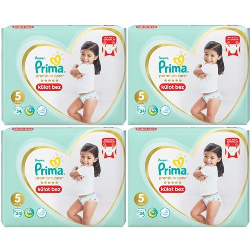 Prima Premium Care Külot Bebek Bezi 5 Beden 12-17 KG 136 Adet Süper Ekonomik Fırsat Pk