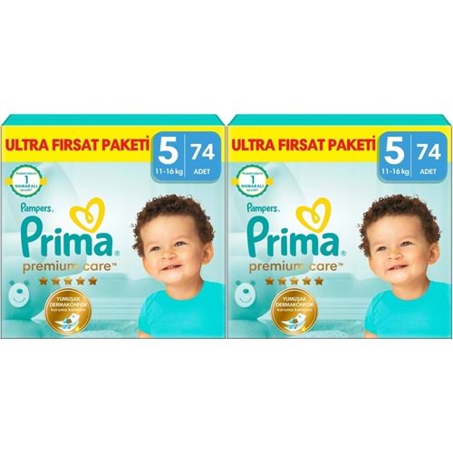 Prima Premium Care Bebek Bezi 5 Beden 11-16 Junior 148 Adet MeGa Fırsat Pk