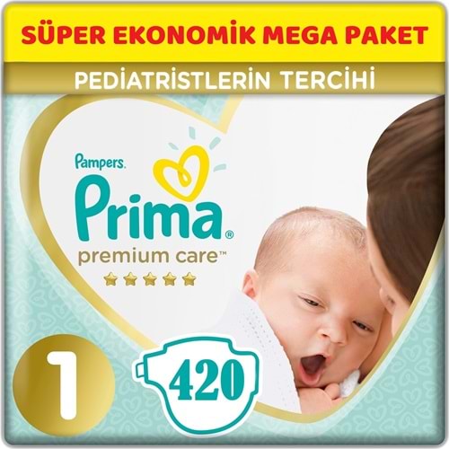 Prima Premium Care Bebek Bezi 1 Beden 2-5 KG Yeni Doğan 420 Adet Süper Ekonomik MeGa Pk