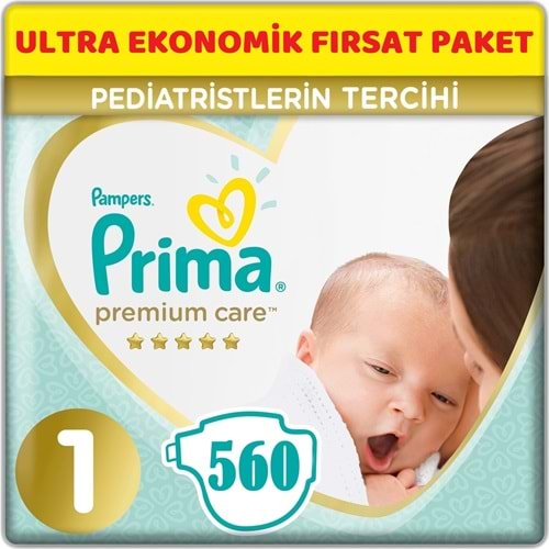Prima Premium Care Bebek Bezi 1 Beden 2-5 KG Yeni Doğan 560 Adet Ultra Ekonomik Fırsat Pk