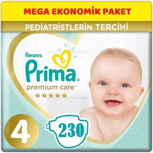 Prima Premium Care Bebek Bezi 4 Beden 9-14 KG Maxi 230 Adet MeGa Ekonomik Pk
