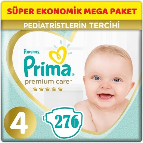 Prima Premium Care Bebek Bezi 4 Beden 9-14 KG Maxi 276 Adet Süper Ekonomik MeGa Pk