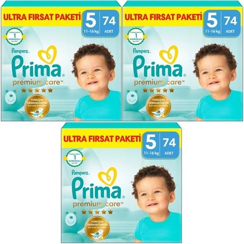 Prima Premium Care Bebek Bezi 5 Beden 11-16 Junior 222 Adet Süper Fırsat Pk