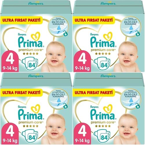 Prima Premium Care Bebek Bezi 4 Beden 9-14 Maxi 336 Adet Ultra Fırsat Pk