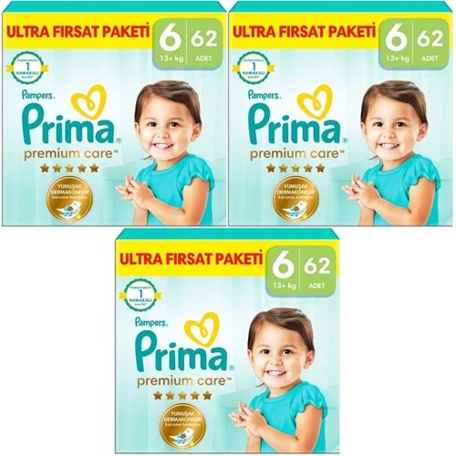 Prima Premium Care Bebek Bezi Beden:6 (13+) Extra Large 186 Adet Süper Fırsat Pk