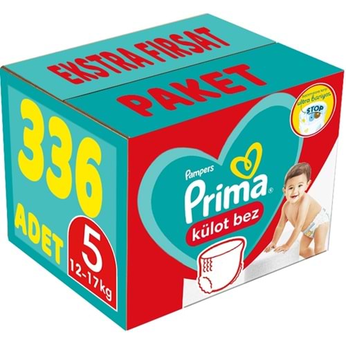 Prima Külot Bebek Bezi 5 Beden 12-17 KG Junior 336 Adet Ekstra Fırsat Pk