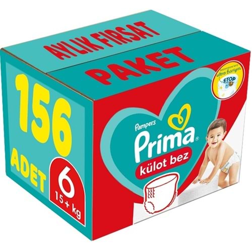 Prima Külot Bebek Bezi 6 Beden 15+ KG Extra Large 156 Adet Aylık Fırsat Pk