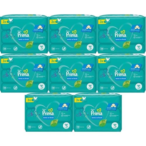 Prima Islak Havlu Mendil Temiz ve Ferah (Bitki Bazlı) 24 Lü Set (8PK*3) 1248 Yaprak