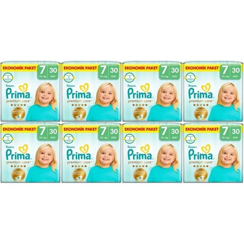 Prima Premium Care Bebek Bezi 7 Beden 15+ KG XXXLarge 240 Adet Ultra Ekonomik Fırsat Pk